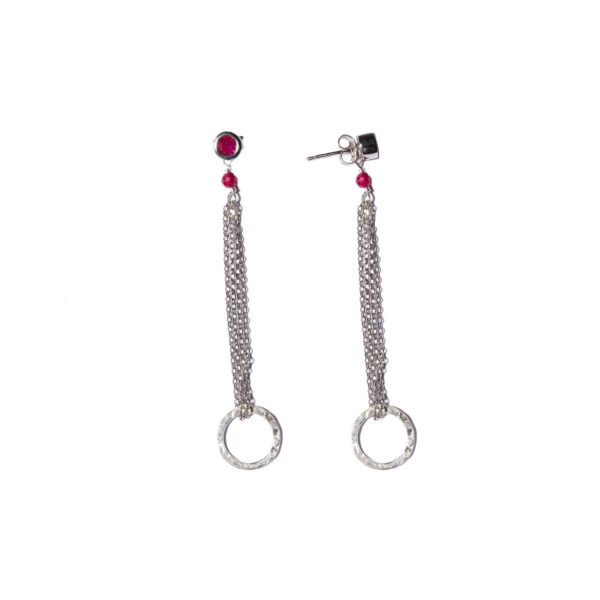 Red chain and hoop earrings
