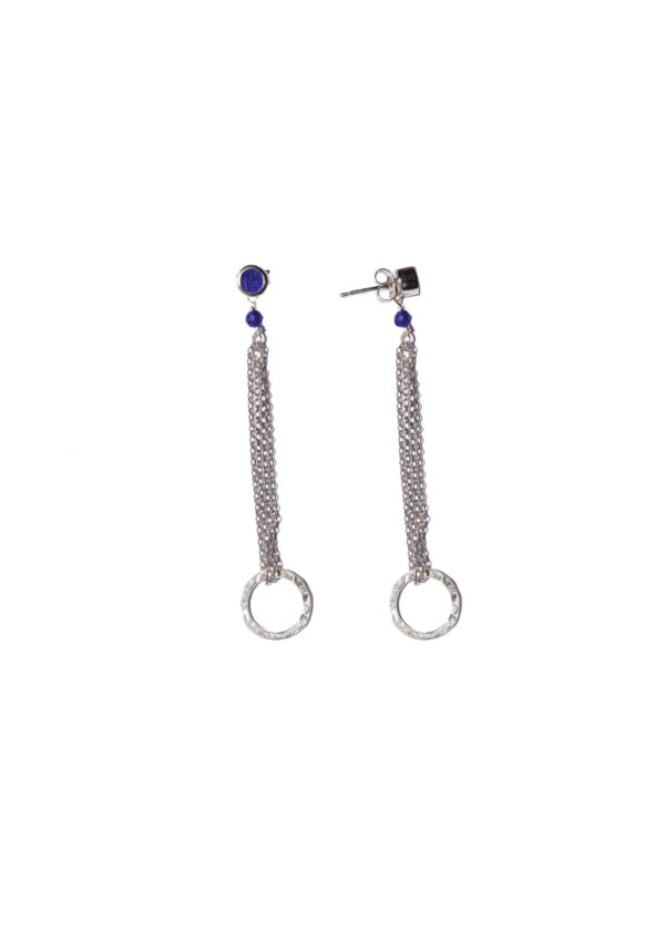 Blue chains and hoop earrings
