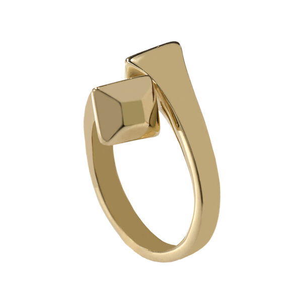 18 kt yellow gold ring, double head nail