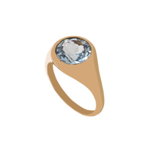 Anello Chevalier in argento placcato oro giallo e topazio azzurro