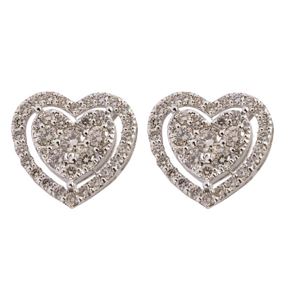 Heart earrings in 18 kt gold and 1.20 carat diamonds