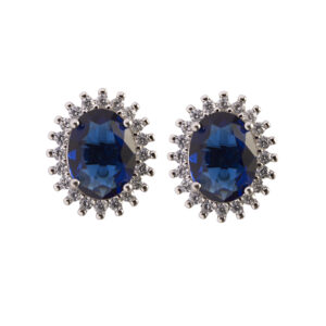 Princess large sapphire and zircon earrings
