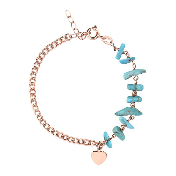Rose gold plated silver bracelet with turquoise paste