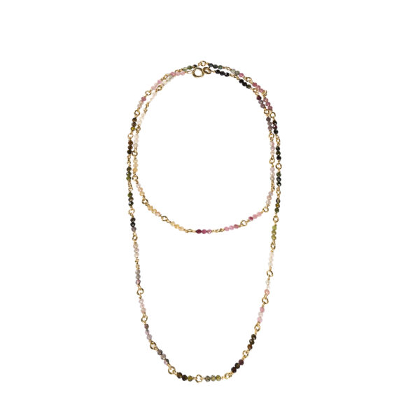 Collana in argento placcato oro giallo e tormaline colorate