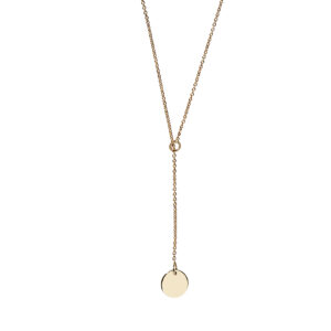 9 kt yellow gold necklace with shiny up-down medallion
