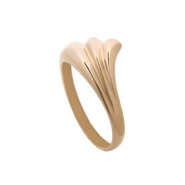 Polished wave ring in 18 kt yellow gold