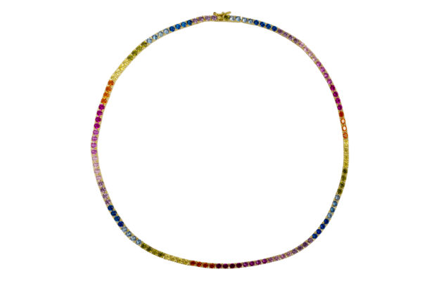 Collana Rainbow in argento con zirconi colorati