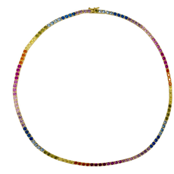 Collana Rainbow in argento con zirconi colorati